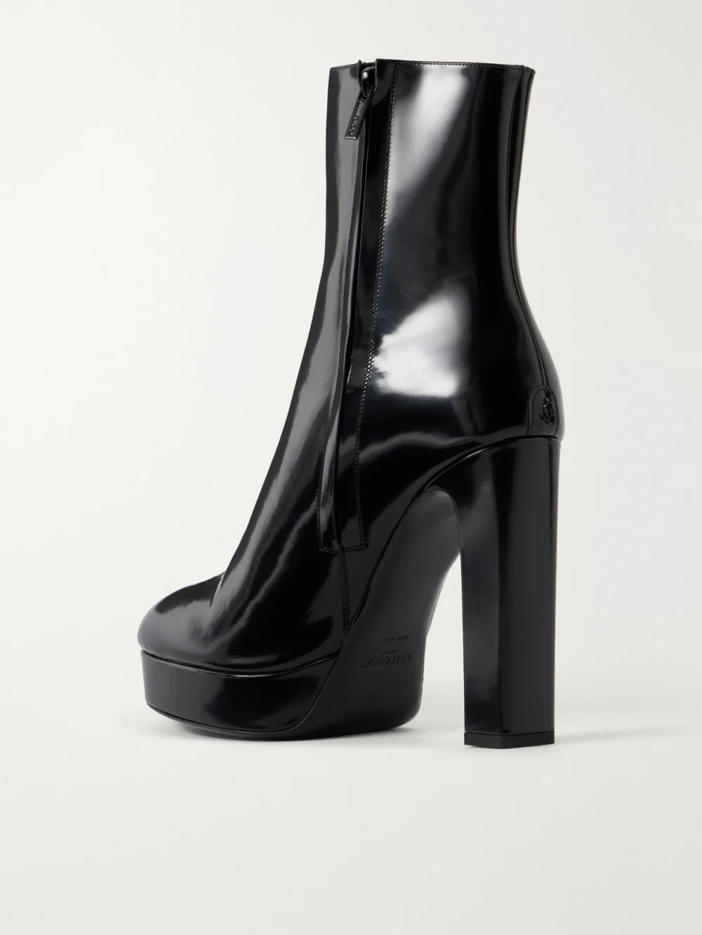 Back view of the Jimmy Choo Marine 120 Patent-leather Ankle Boots