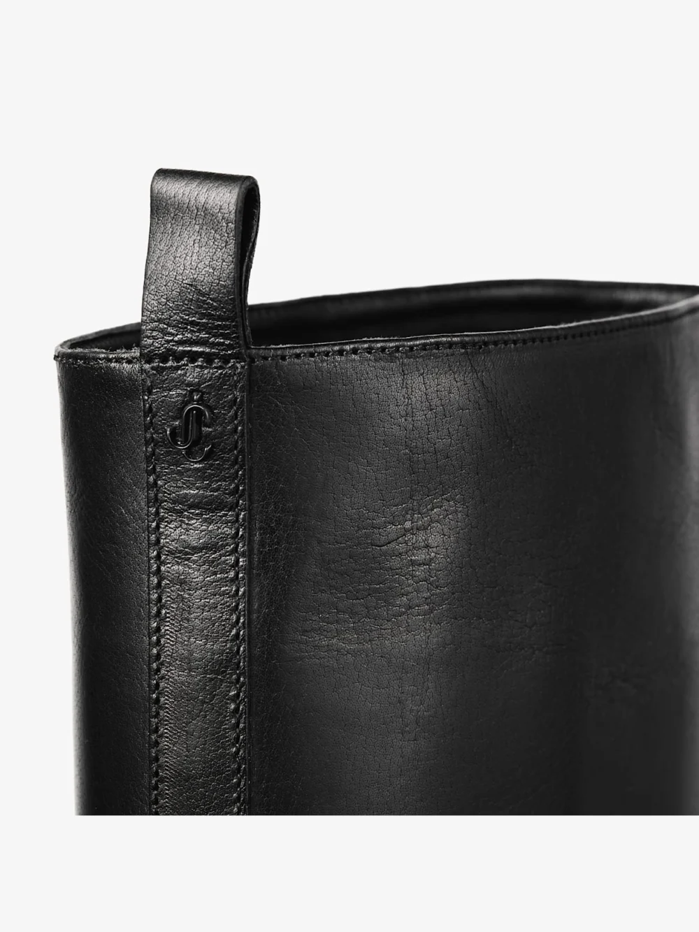 Back view of the Jimmy Choo Mave Knee Boot 45 Black Buffalo Leather Knee High Boots