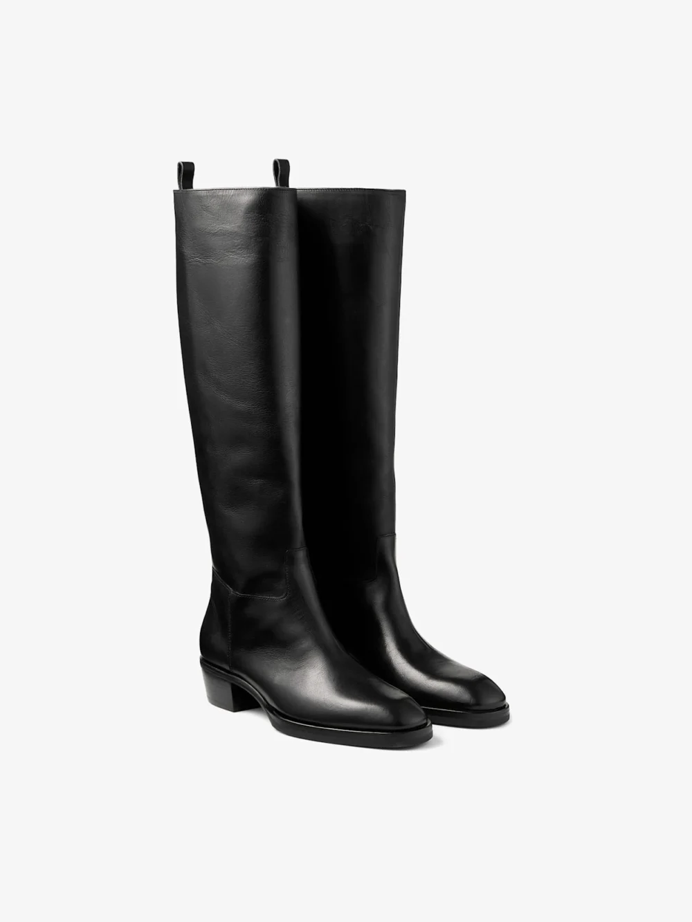Close-up detail of the Jimmy Choo Mave Knee Boot 45 Black Buffalo Leather Knee High Boots