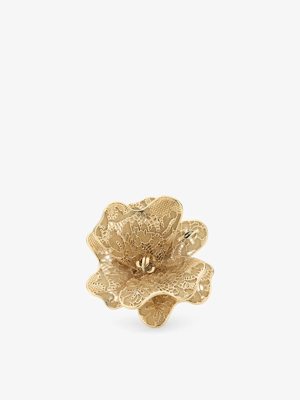 Jimmy Choo Maxi Corsage Ring Gold Finish Metal Corsage Ring in silver