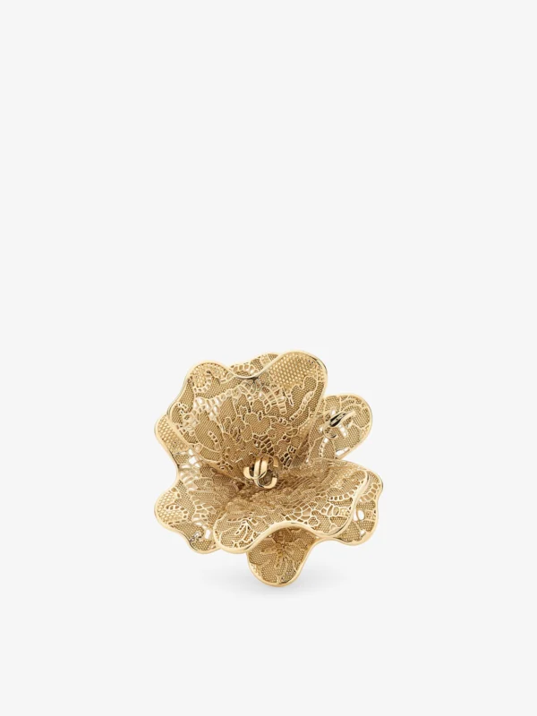 Jimmy Choo Maxi Corsage Ring Gold Finish Metal Corsage Ring