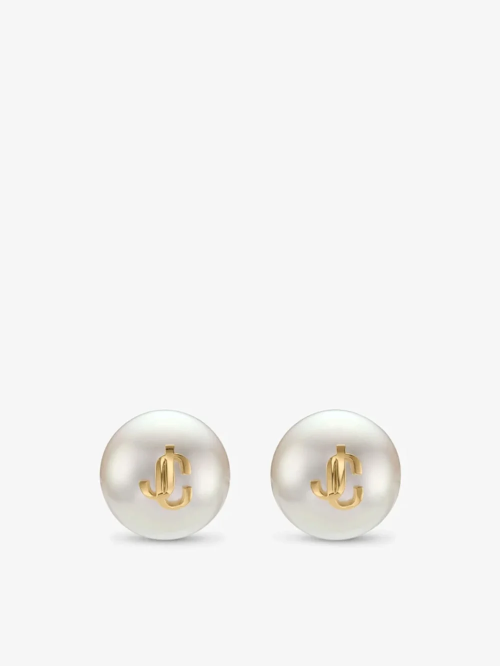 Jimmy Choo Maxi Pearl Studs Gold Finish Metal Jc Pearl Stud Earrings in gold