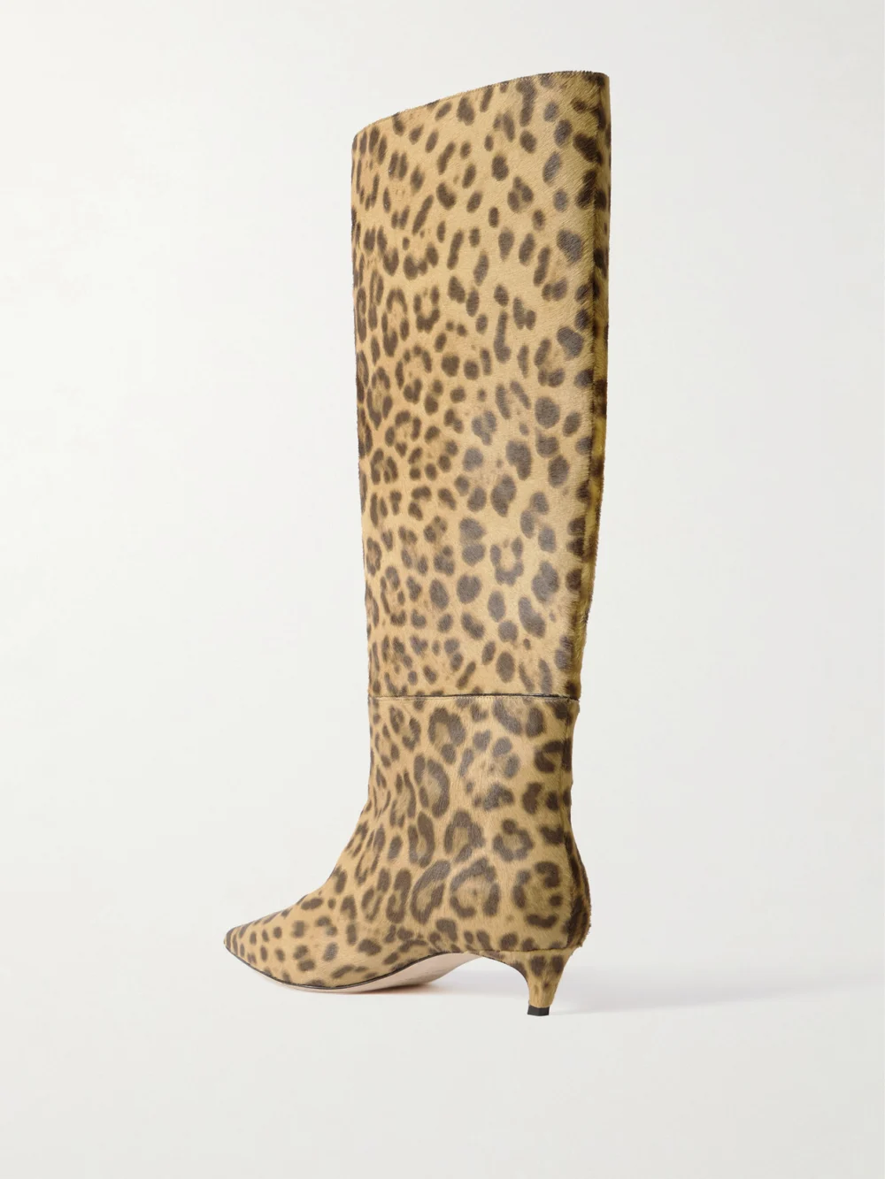 Back view of the Jimmy Choo Maxima 35 Leopard-print Calf Hair Knee Boots