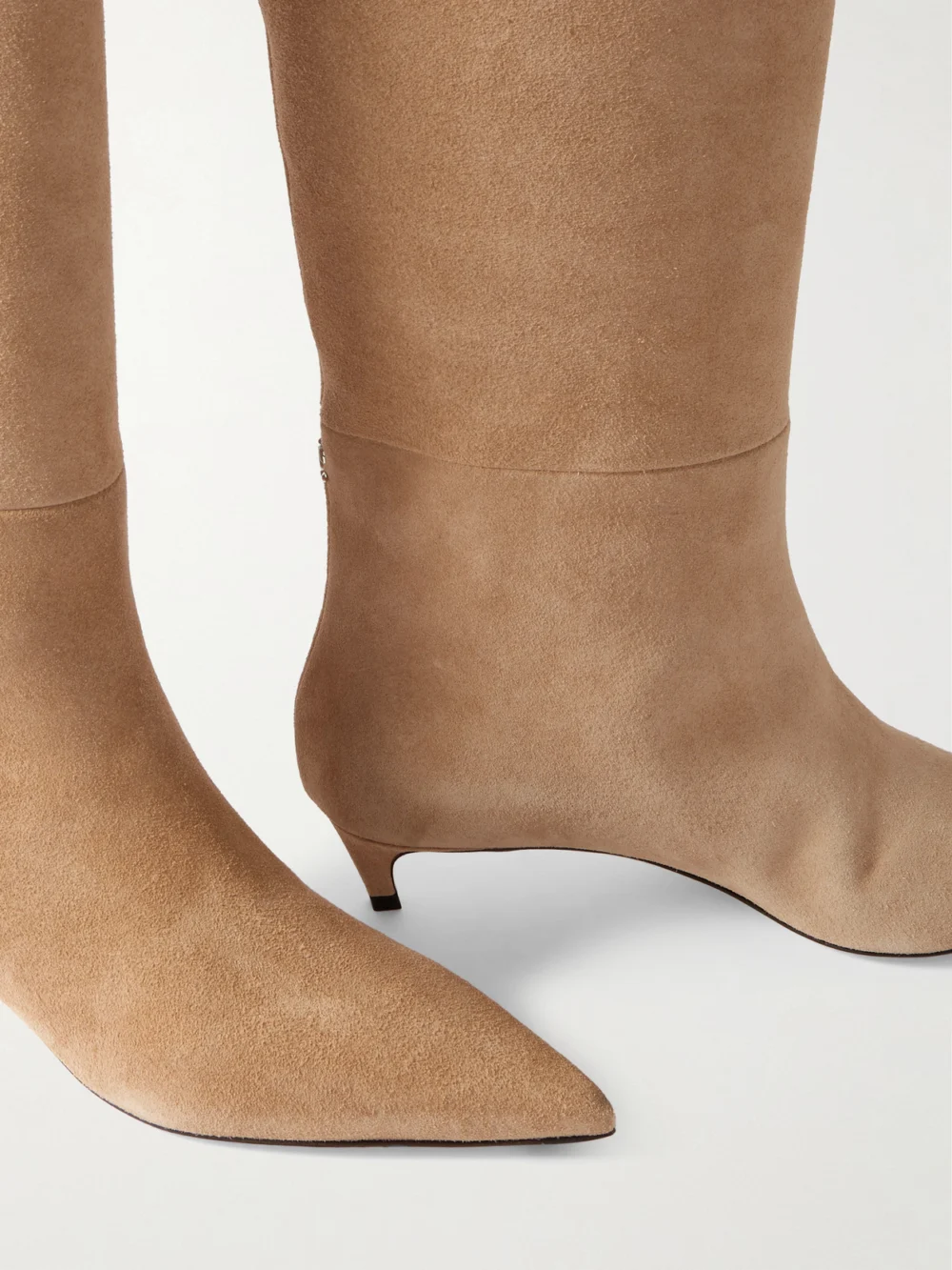Close-up detail of the Jimmy Choo Maxima 35 Suede Knee Boots