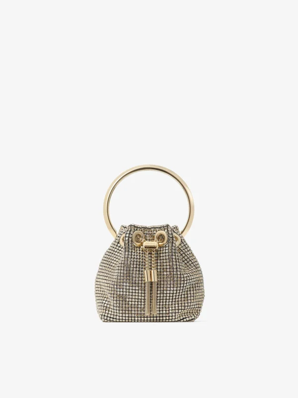 Jimmy Choo Micro Bon Bon Champagne Crystal Mesh Mini Bag