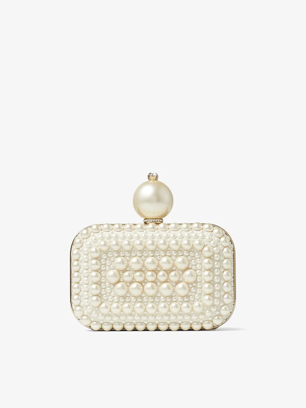 Jimmy Choo Micro Cloud White Suede Clutch Bag with All Over Pearl Embellishment, another view