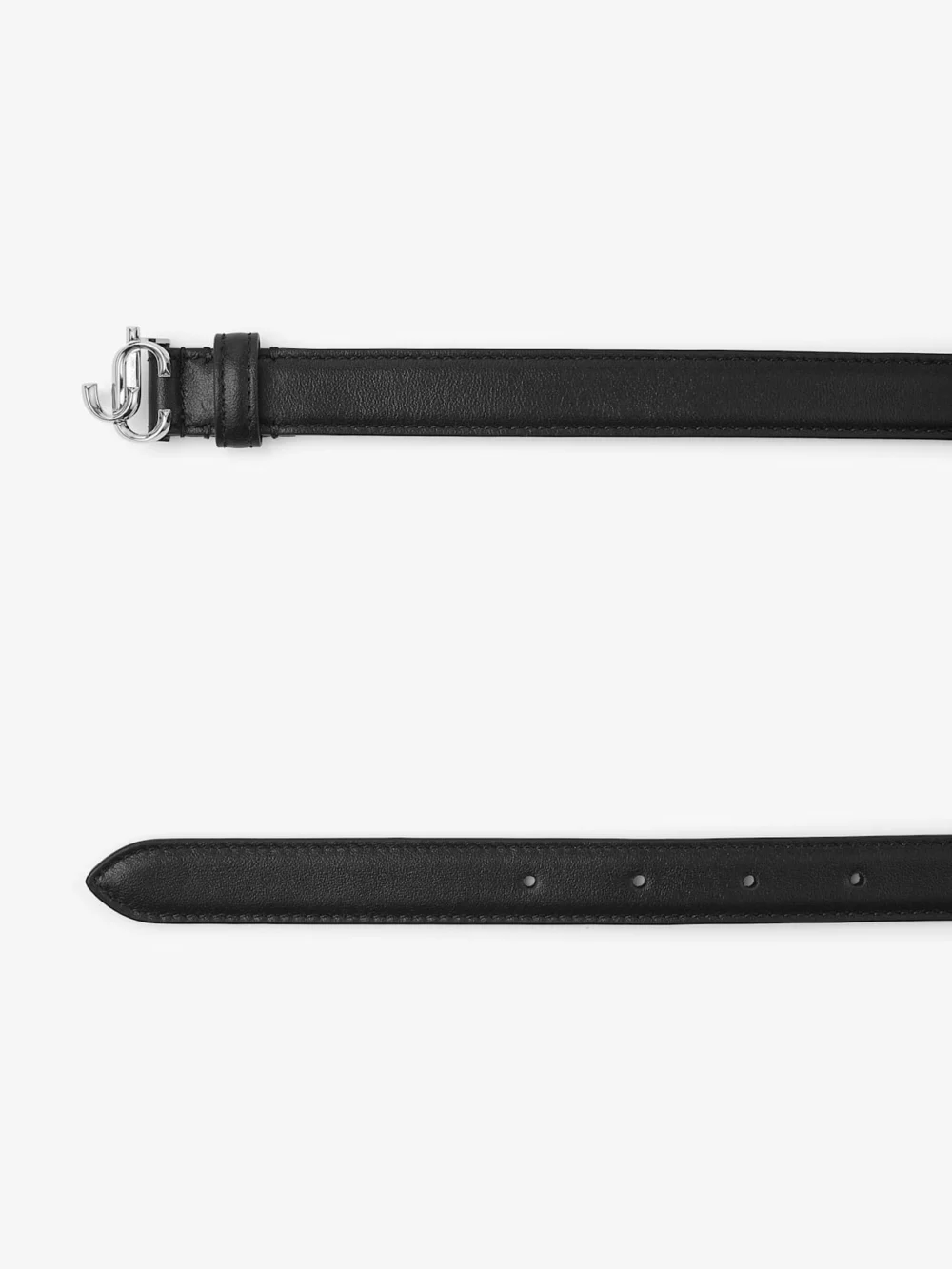 Back view of the Jimmy Choo Mini Helina Black Smooth Leather Mini Belt