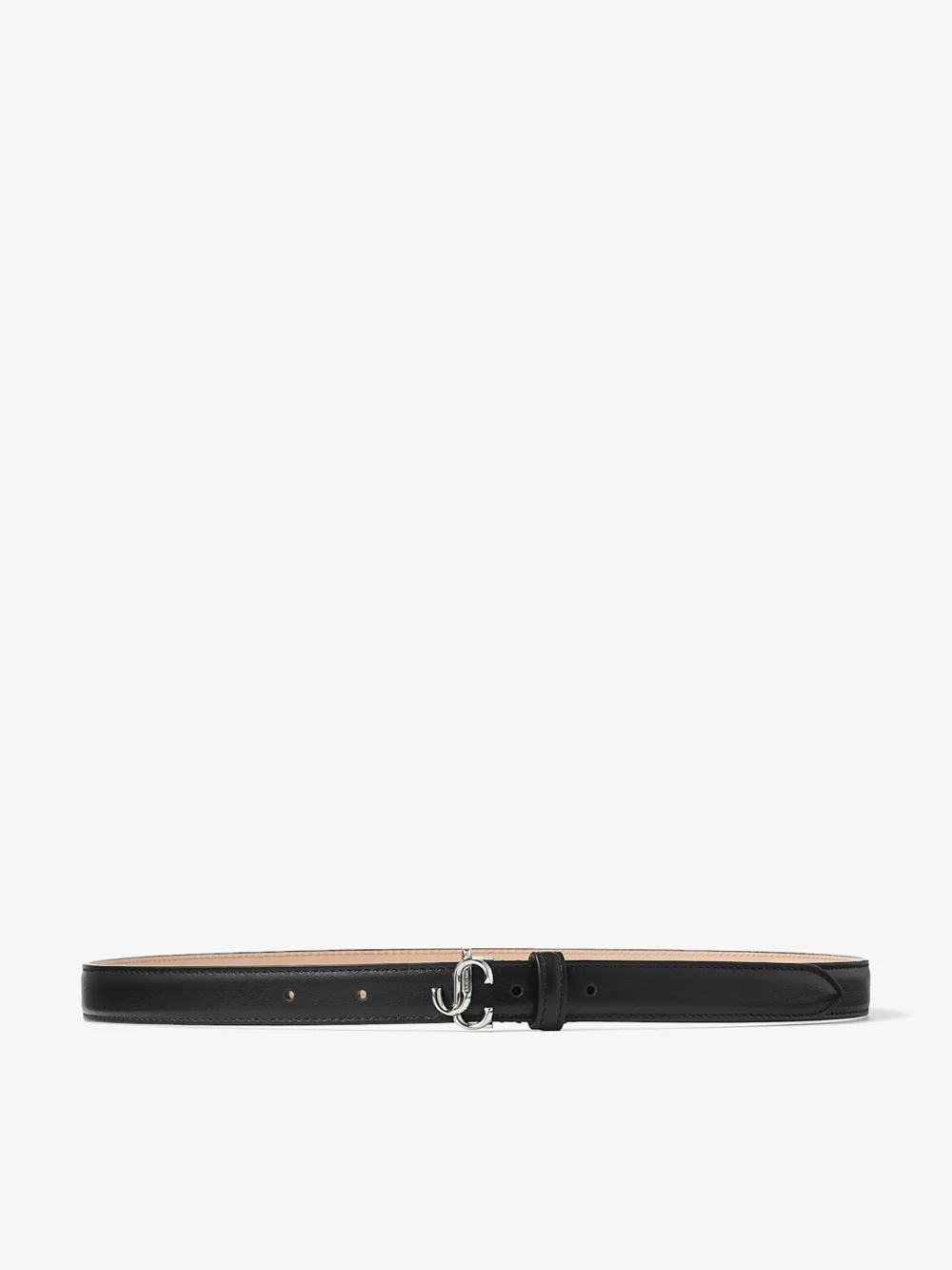 Jimmy Choo Mini Helina Black Smooth Leather Mini Belt in black