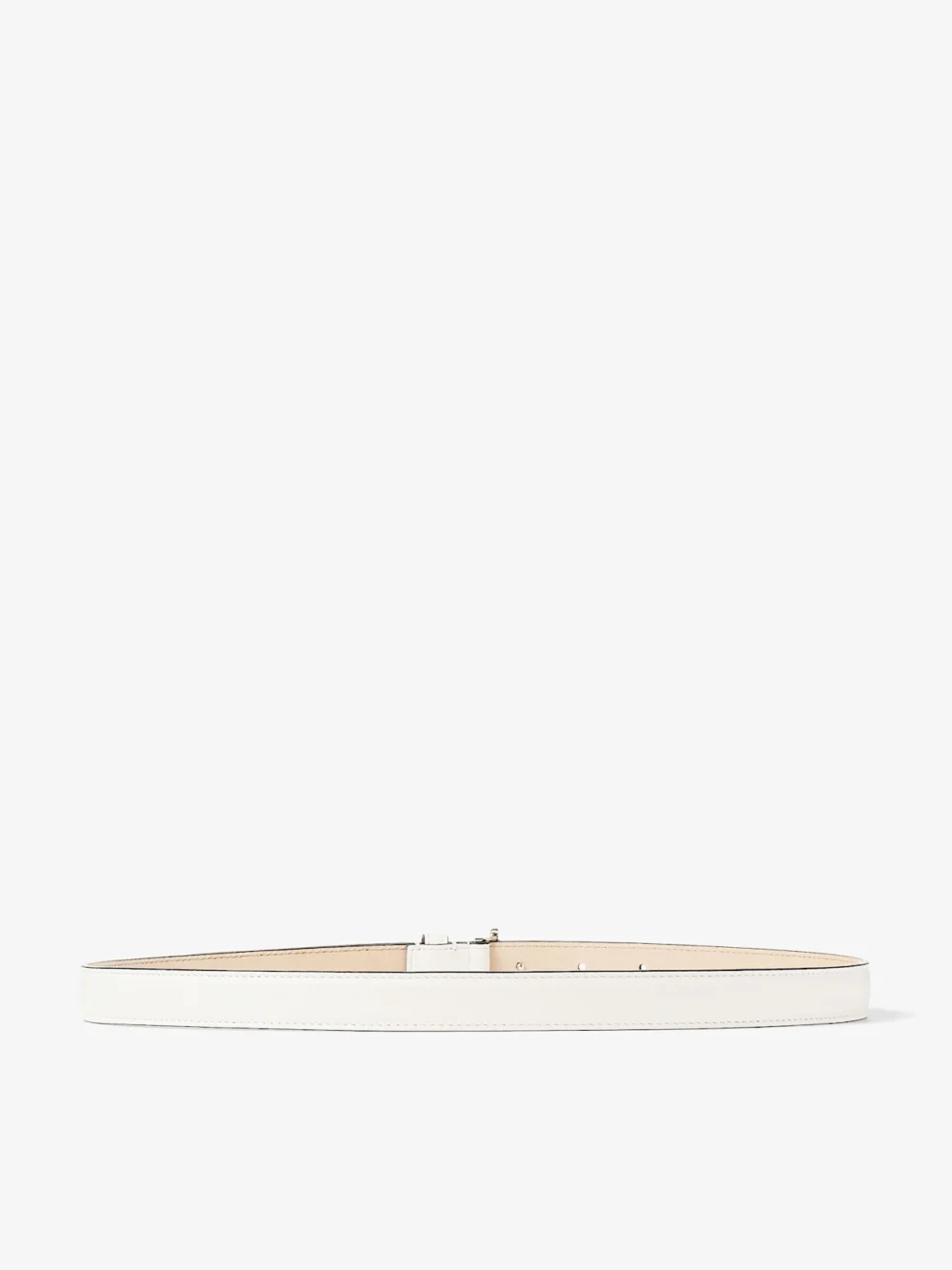 Back view of the Jimmy Choo Mini Helina Latte Smooth Leather Mini Belt
