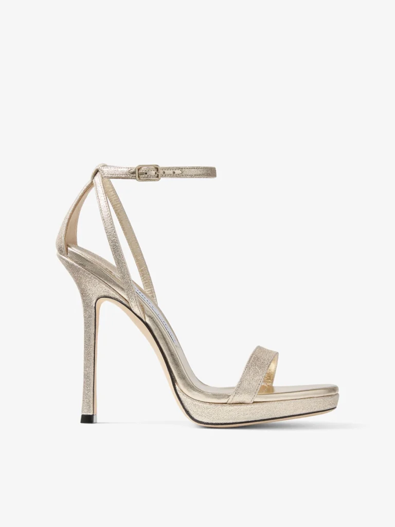 Jimmy Choo Moza Platform 120 Platinum Brilliance Fabric Sandals
