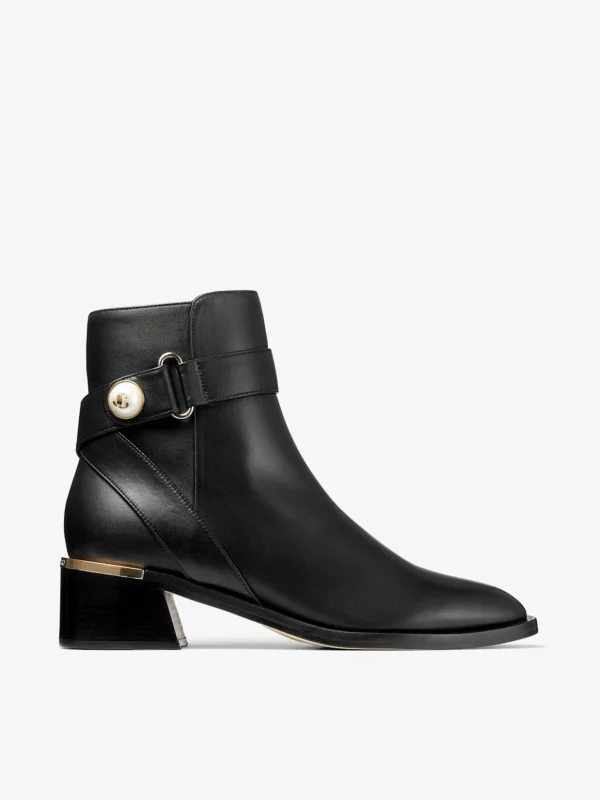 Jimmy Choo Noor 45 Black Leather Ankle Boots