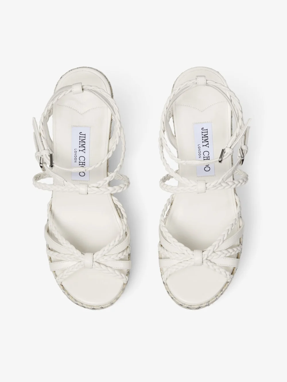 Jimmy Choo Nyra 100 Latte Nappa Leather Sandal Wedges, another view