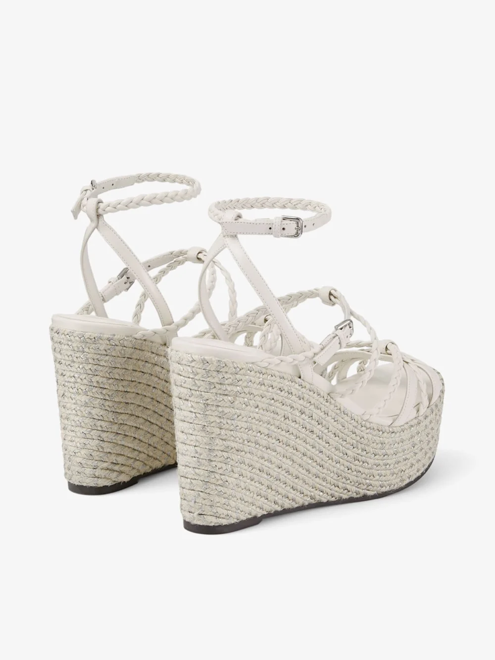 Jimmy Choo Nyra 100 Latte Nappa Leather Sandal Wedges, another view