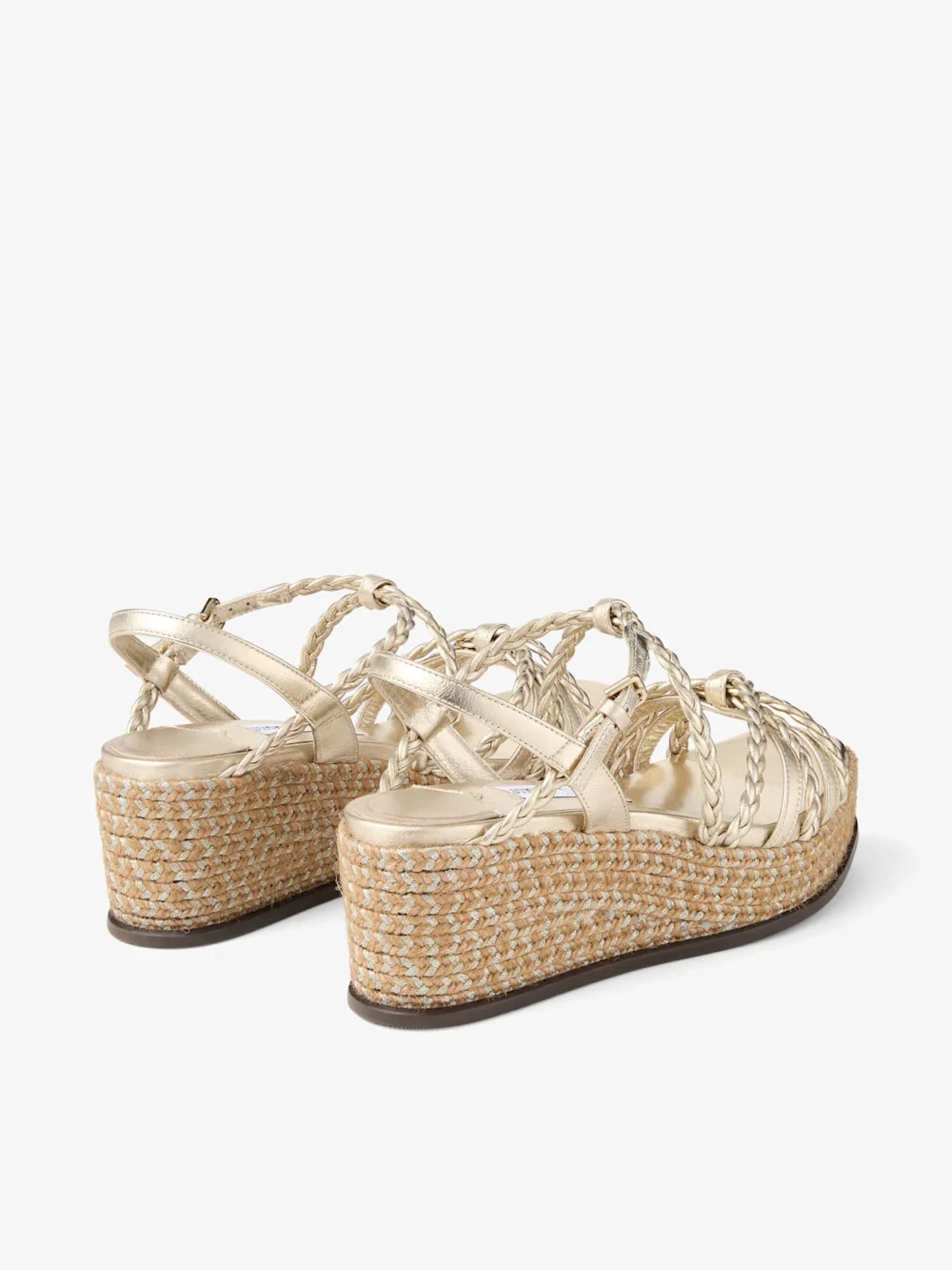 Jimmy Choo Nyra 60 Soft Gold Mix Metallic Nappa Leather Sandal Wedges, another view