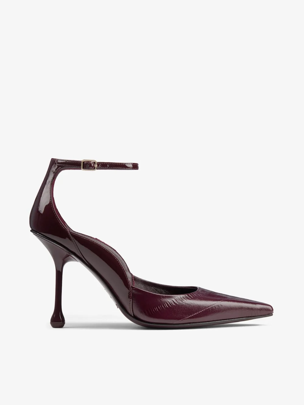 Jimmy Choo Quinci 95 Deep Merlot Eel Embossed and Patent Leather Pumps in deep merlot