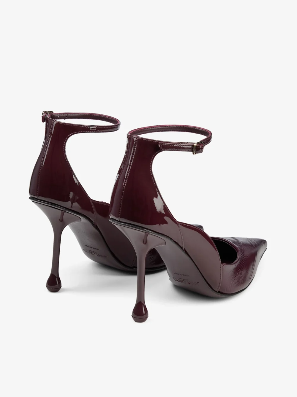 Jimmy Choo Quinci 95 Deep Merlot Eel Embossed and Patent Leather Pumps, another view