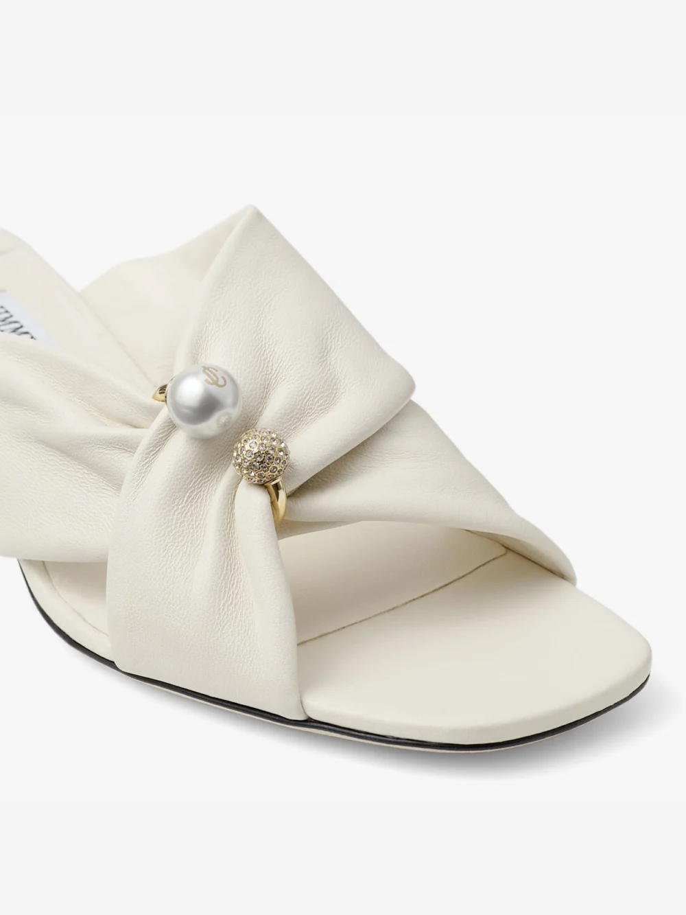 Back view of the Jimmy Choo Rafi 45 Latte Soft Glove Leather Sandals