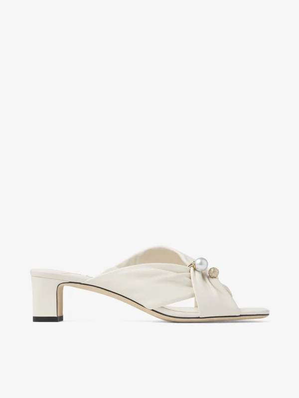 Jimmy Choo Rafi 45 Latte Soft Glove Leather Sandals