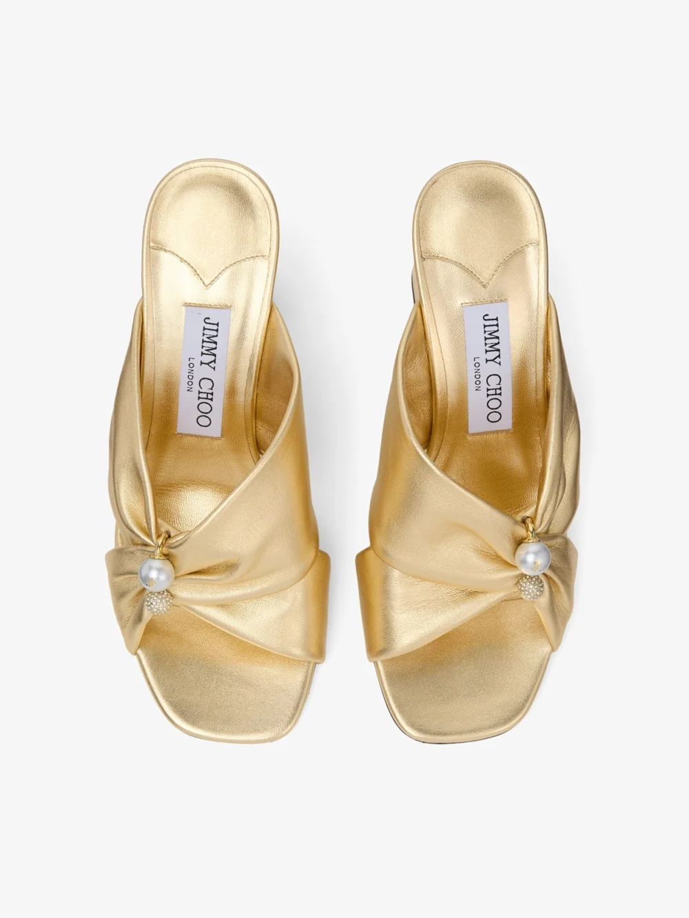 Jimmy Choo Rafi 85 Gold Metallic Nappa Leather Sandals, another view
