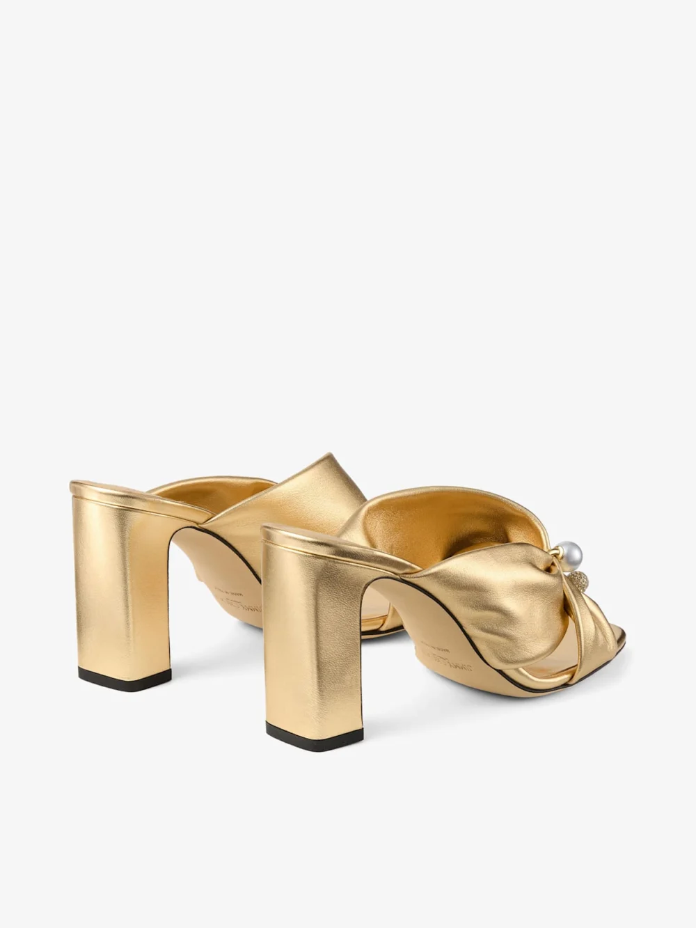Jimmy Choo Rafi 85 Gold Metallic Nappa Leather Sandals, another view