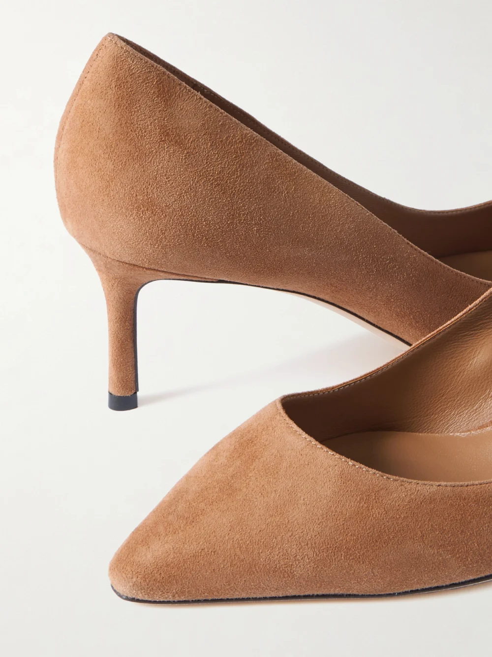 Close-up detail of the Jimmy Choo Romy 60 Suede Pumps