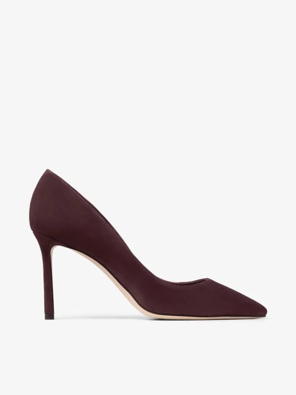 Jimmy Choo Romy 85 Deep Merlot Tonal Suede Pumps