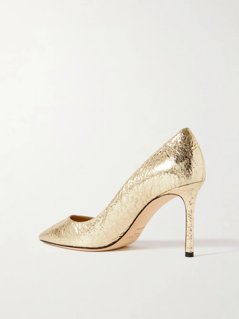 Back view of the Jimmy Choo Romy 85 Metallic Pumps