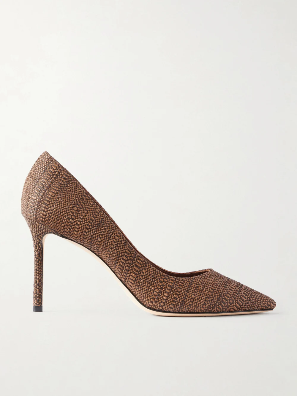 Jimmy Choo Romy 85 Raffia Pumps in brown