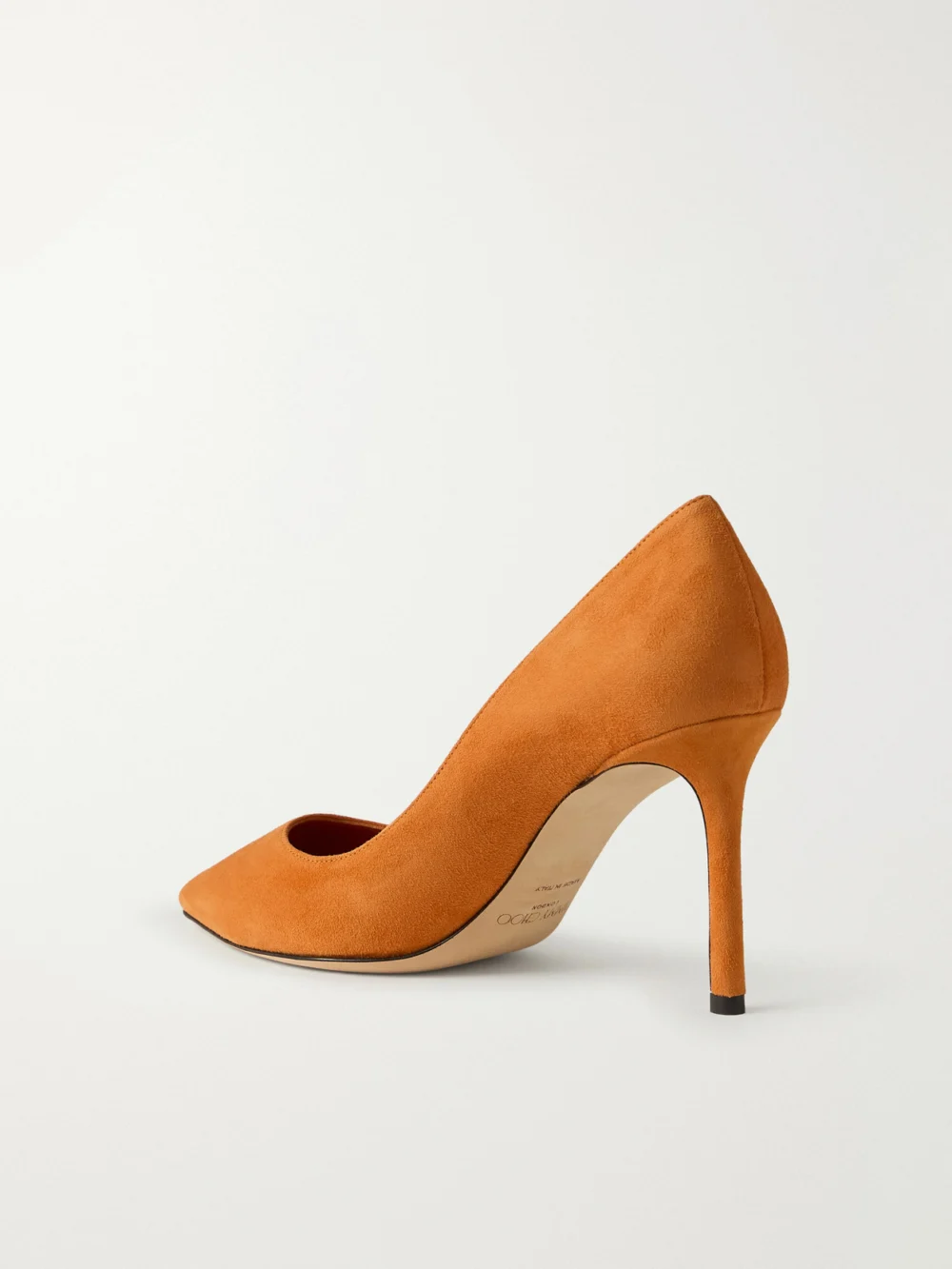 Back view of the Jimmy Choo Romy 85 Suede Pumps