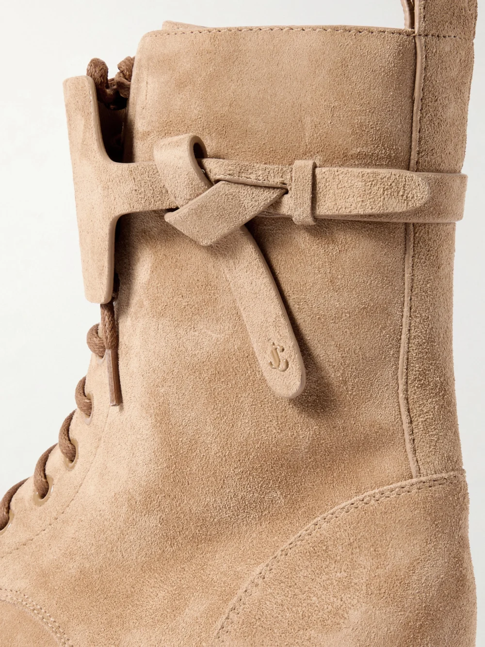 Close-up detail of the Jimmy Choo Rosabel 55 Suede Ankle Boots