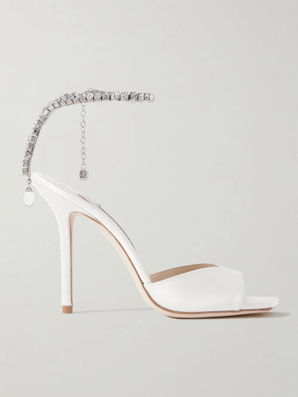 Jimmy Choo Saeda 100 Crystal-embellished Satin Sandals in ivory