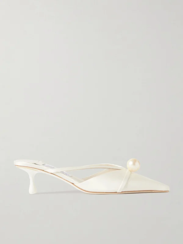 Jimmy Choo Sana 50 Embellished Satin Mules