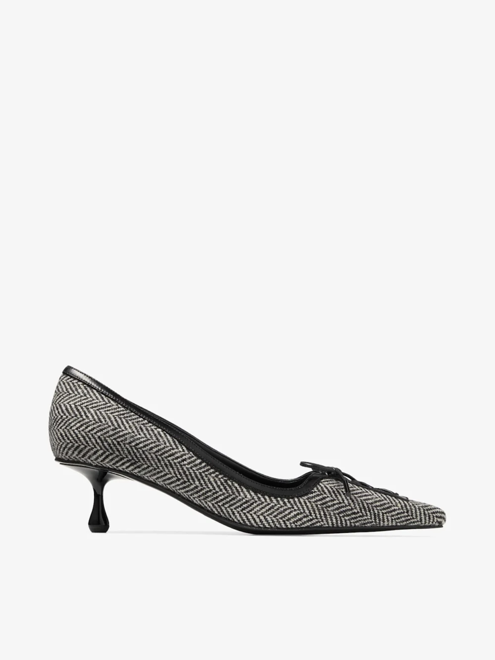 Jimmy Choo Scarlett 50 Grey and Black Mix Herringbone Fabric and Nappa Leather Pumps in grey
