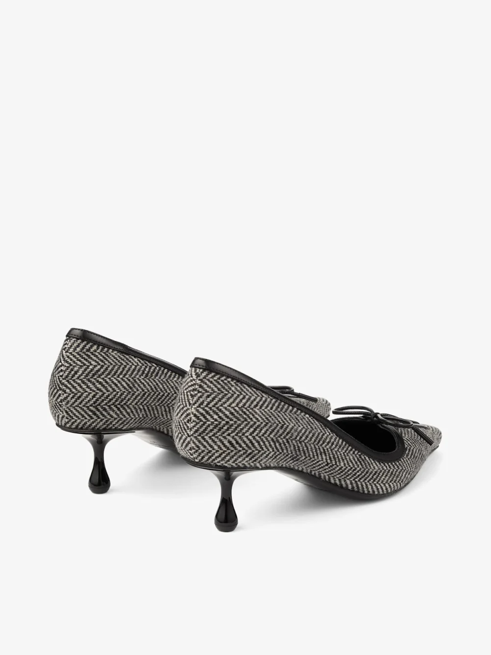 Jimmy Choo Scarlett 50 Grey and Black Mix Herringbone Fabric and Nappa Leather Pumps, another view