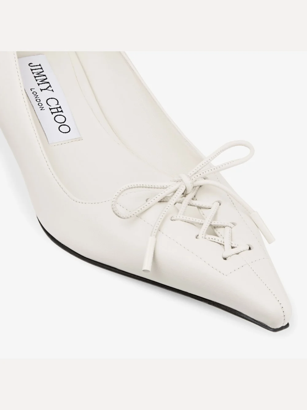 Back view of the Jimmy Choo Scarlett 50 Latte Nappa Leather Pumps
