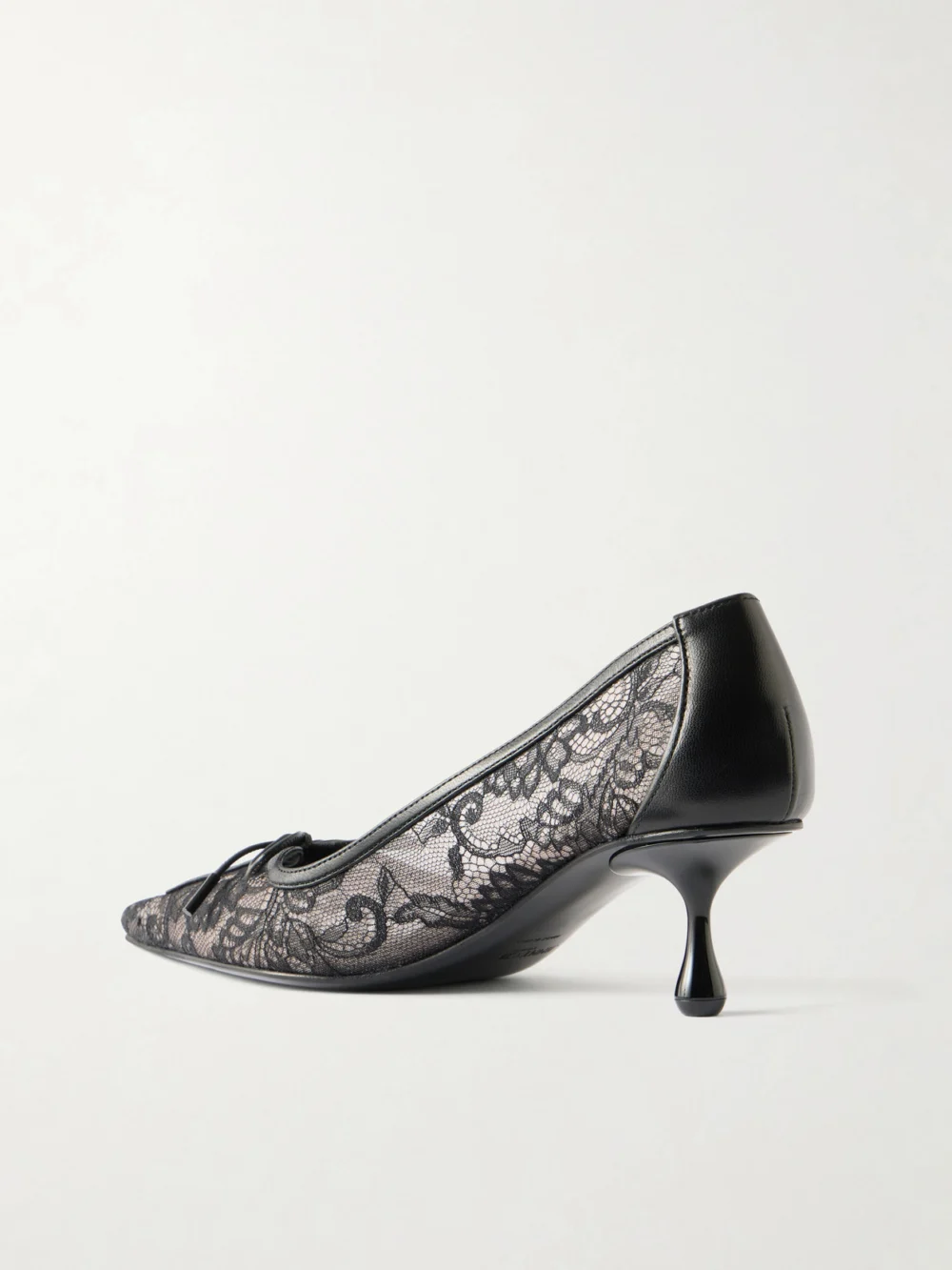 Back view of the Jimmy Choo Scarlett 50 Leather-trimmed Lace Pumps