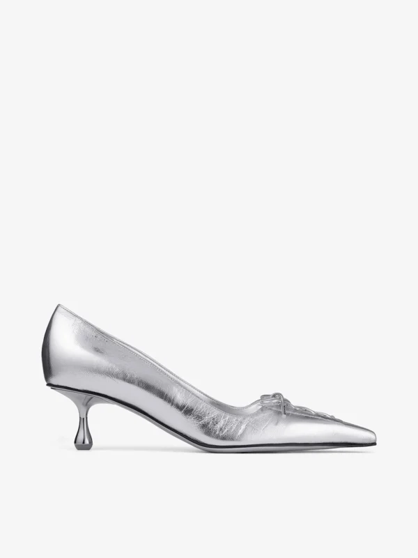 Jimmy Choo Scarlett 50 Silver Vintage Metallic Leather Pumps