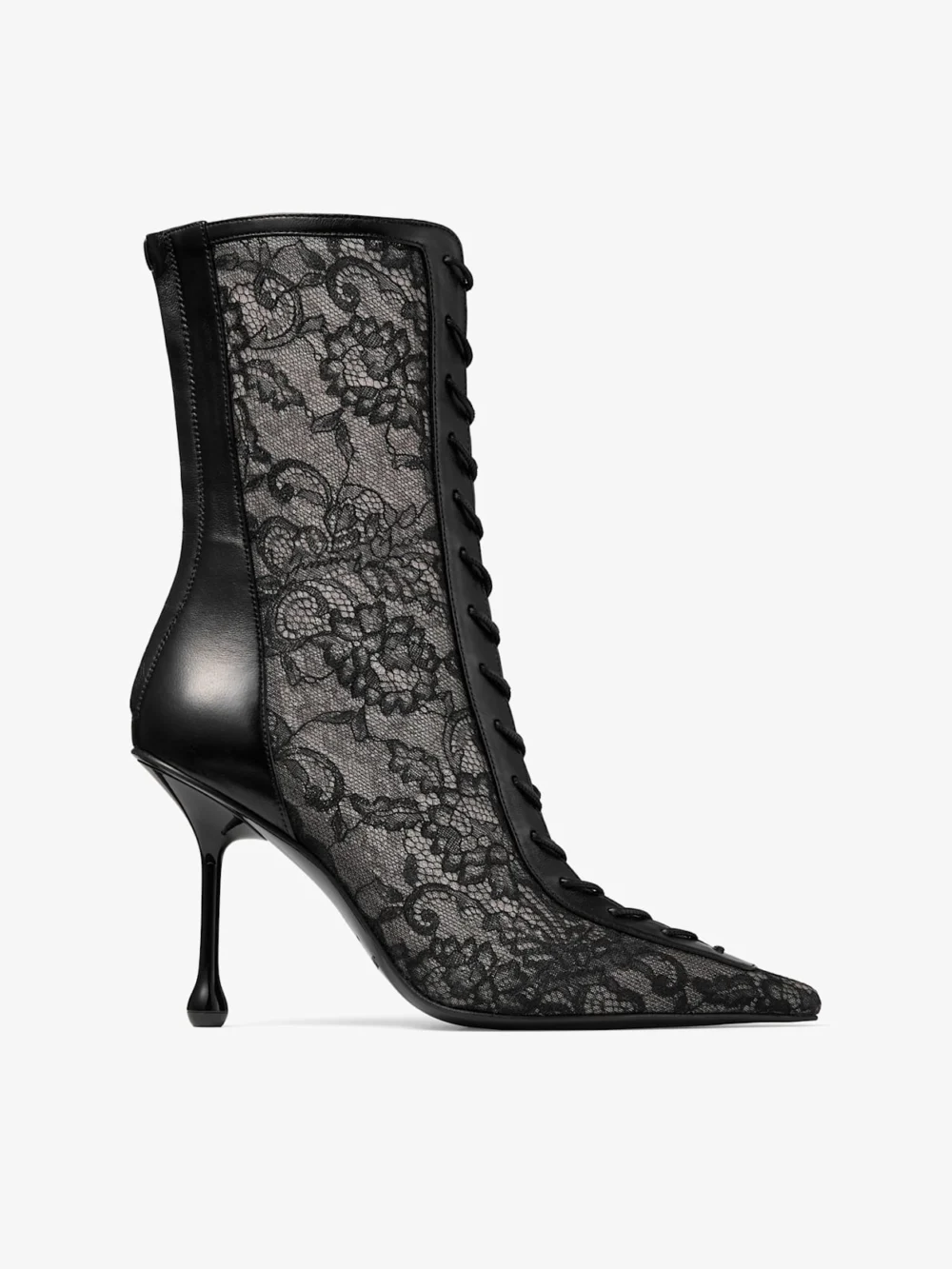 Jimmy Choo Scarlett Ankle Boot 95 Black Jimmy Choo Lace and Nappa Leather Ankle Boot in black