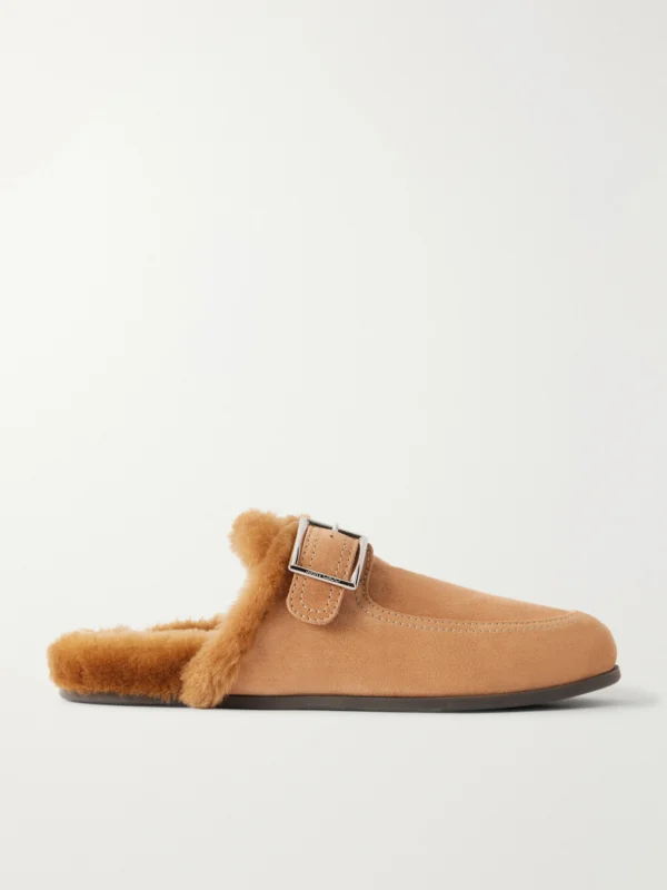 Jimmy Choo Shearling-trimmed Suede Mules