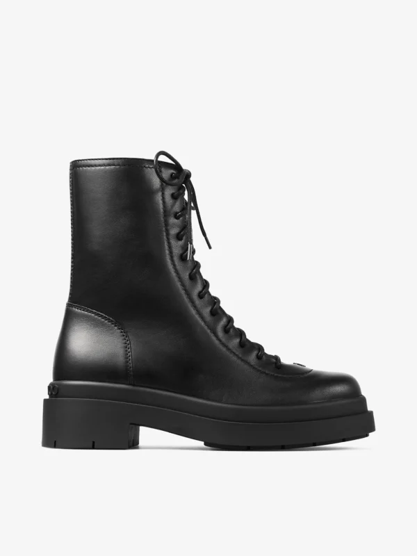 Jimmy Choo Sima Flat Black Smooth Leather Ankle Boots