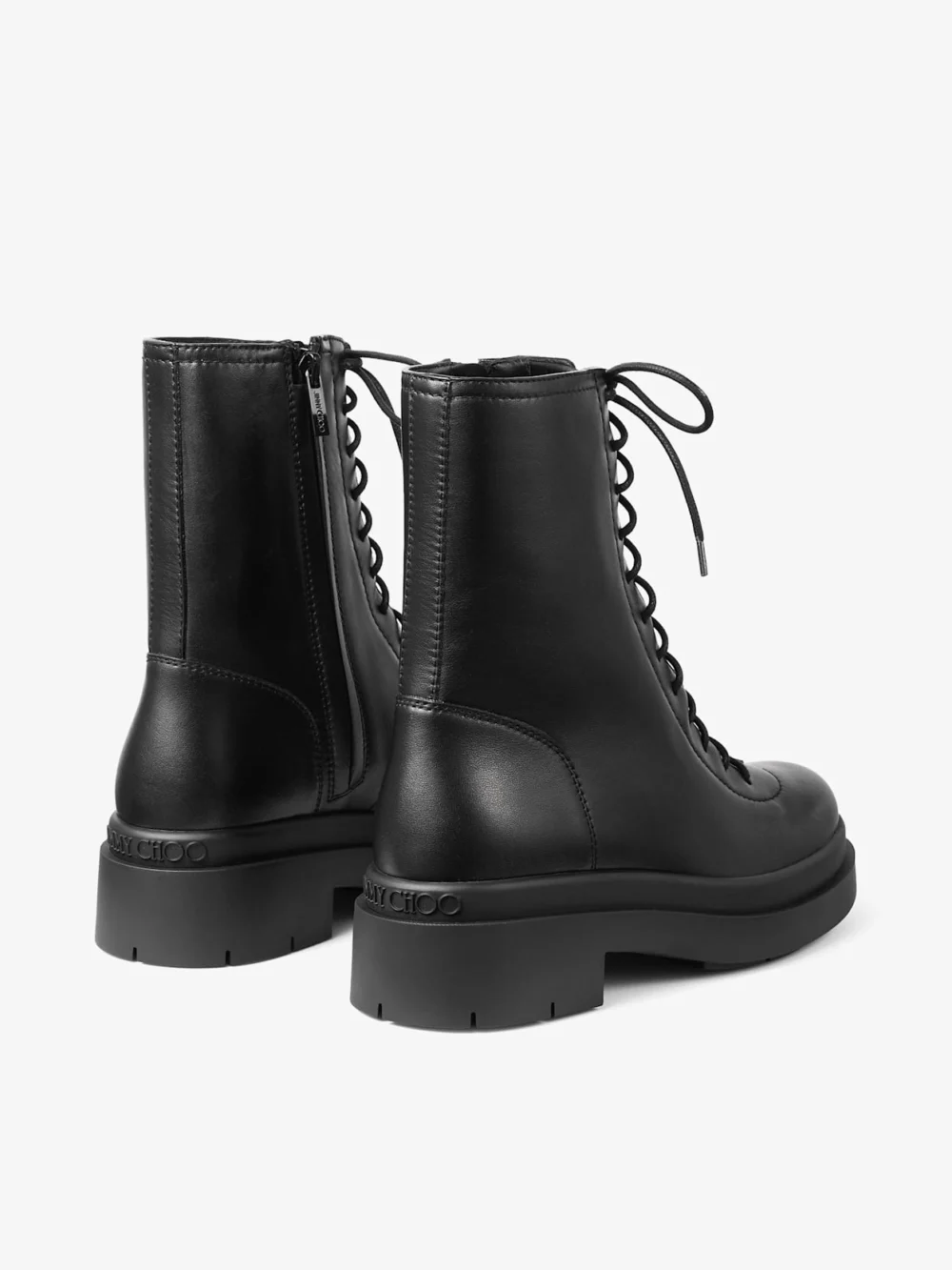 Jimmy Choo Sima Flat Black Smooth Leather Ankle Boots, another view