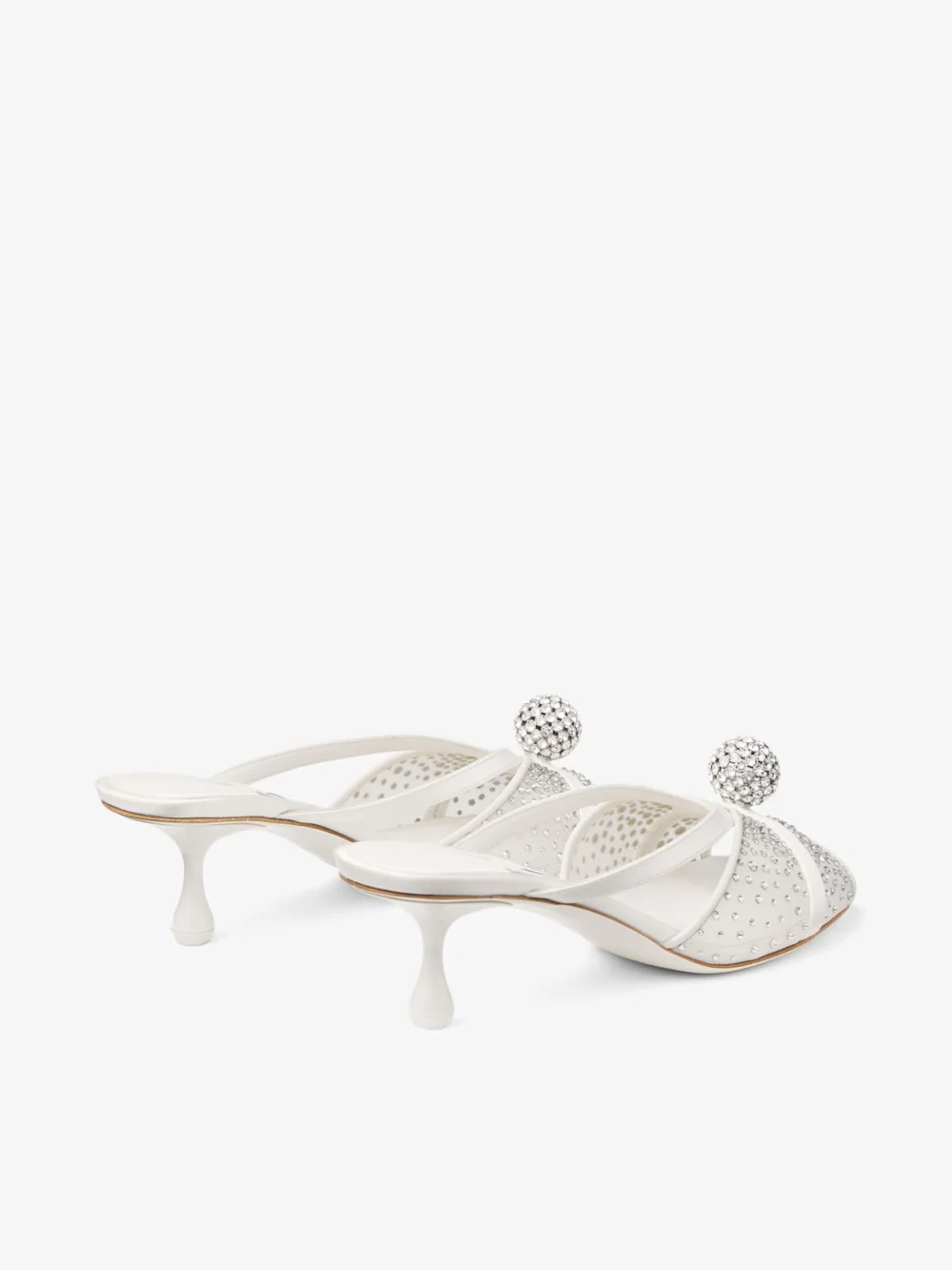 Jimmy Choo Siva Mule 50 Ivory Mesh and Satin Mules with Dégradé Galaxy Crystal and Crystal Sphere Embellishment, another view