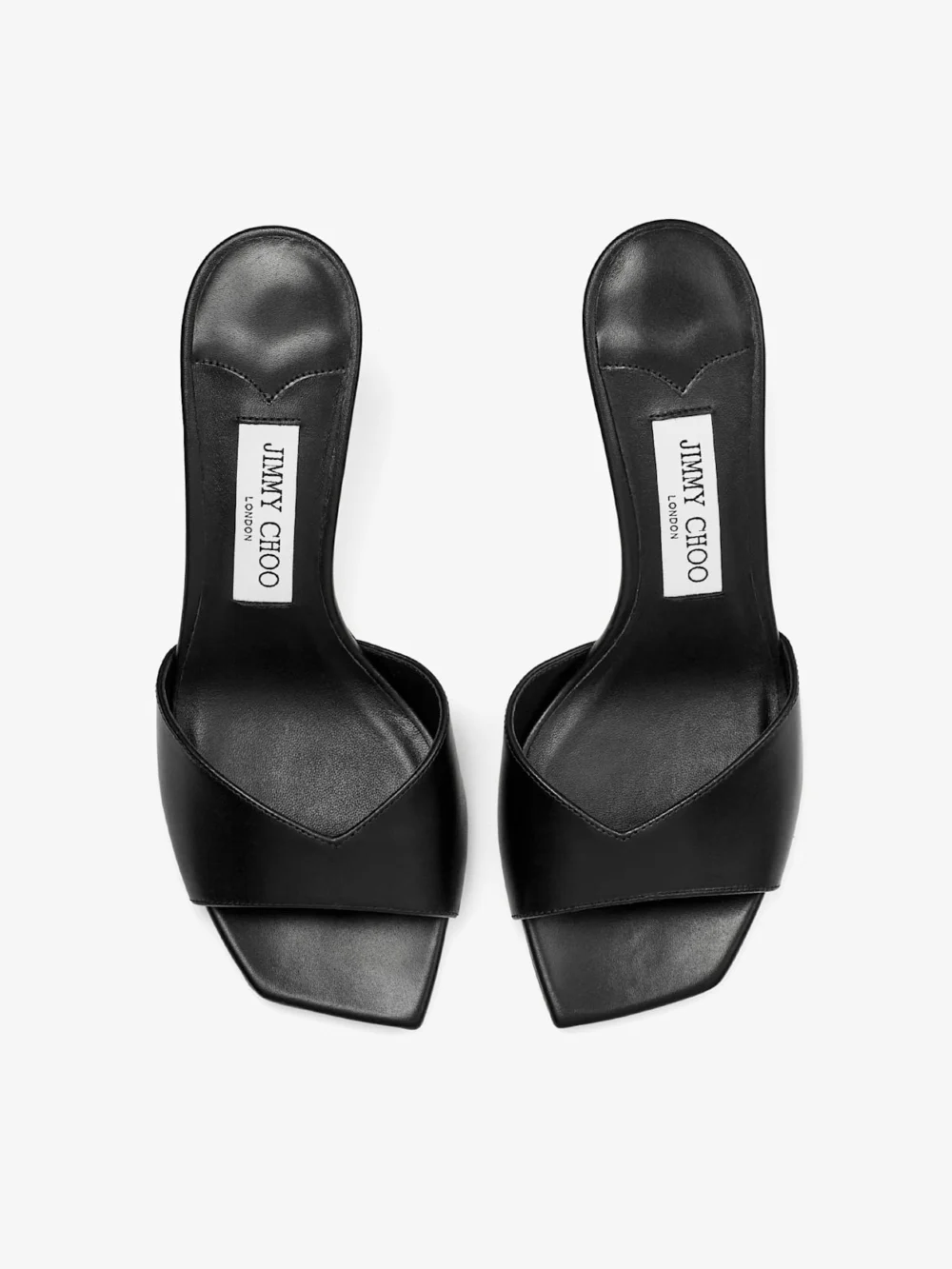 Back view of the Jimmy Choo Skye 70 Black Leather Sandals