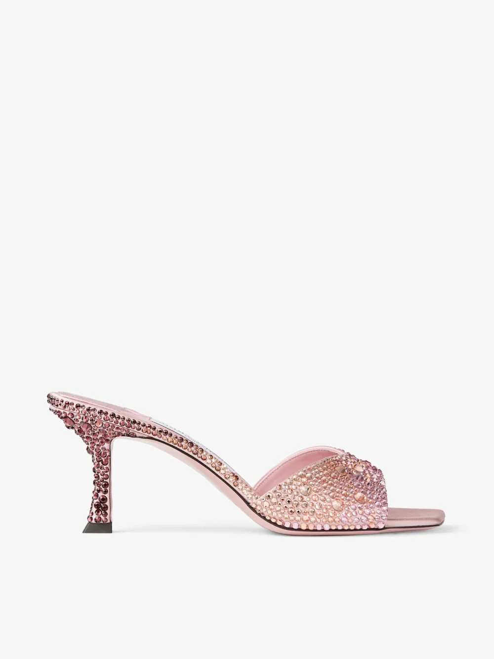 Jimmy Choo Skye 70 Blush Satin Crystal Sandals in silky blush mix