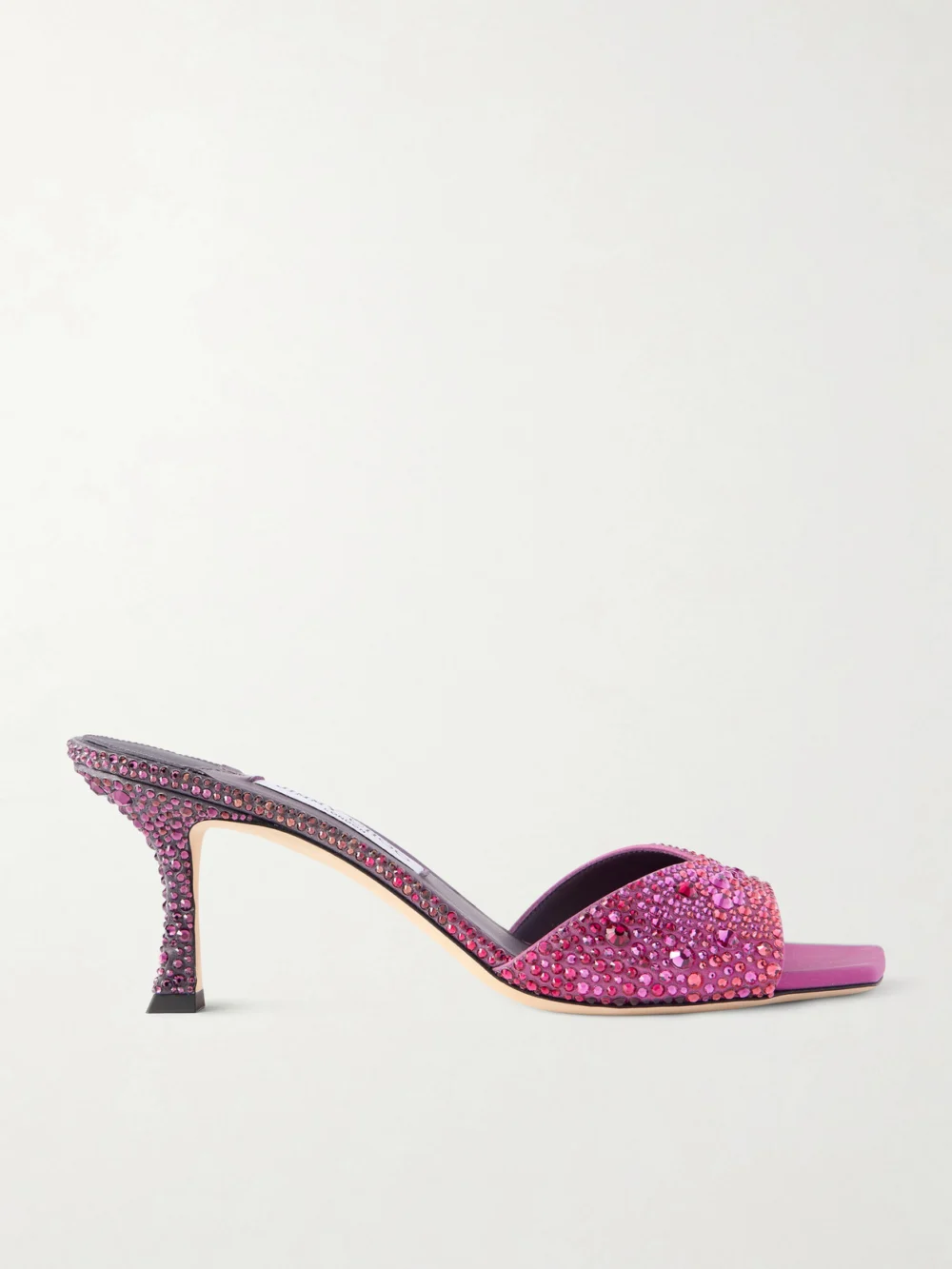 Jimmy Choo Skye 70 Crystal-embellished Satin Mules in violet
