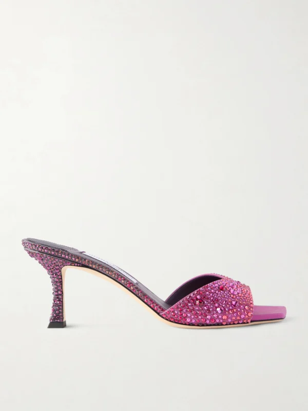 Jimmy Choo Skye 70 Crystal-embellished Satin Mules