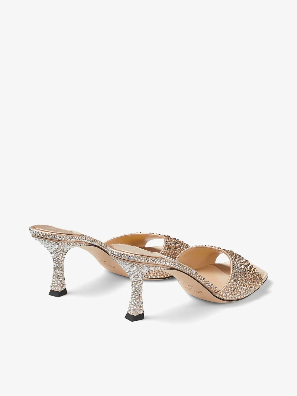 Jimmy Choo Skye 70 Gold Satin Crystal Sandals, another view