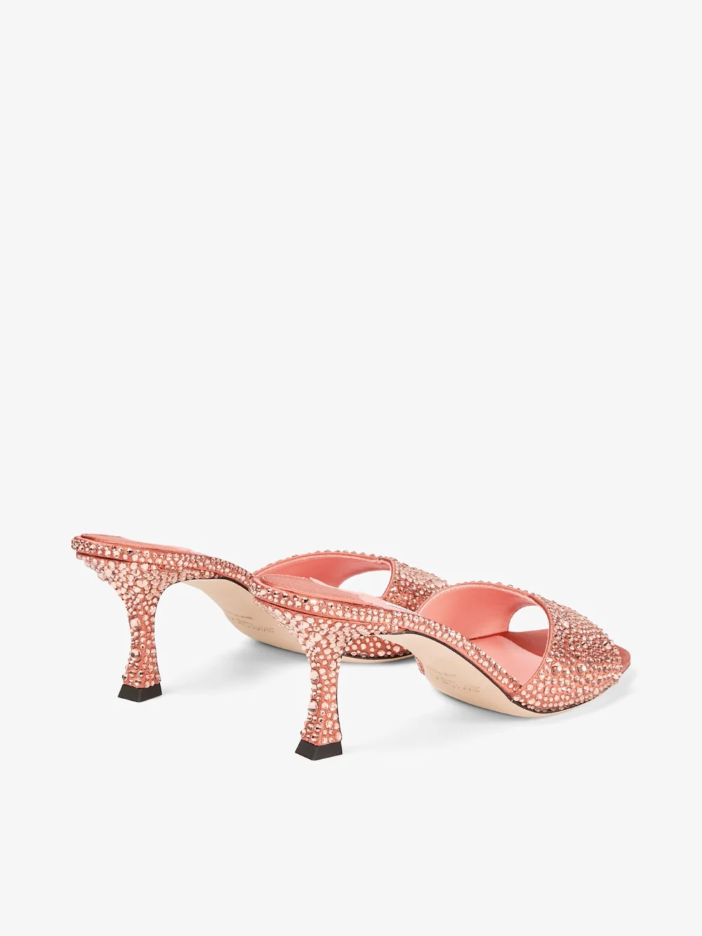Jimmy Choo Skye 70 Grapefruit Satin Mules with Crystal Embellishment, another view