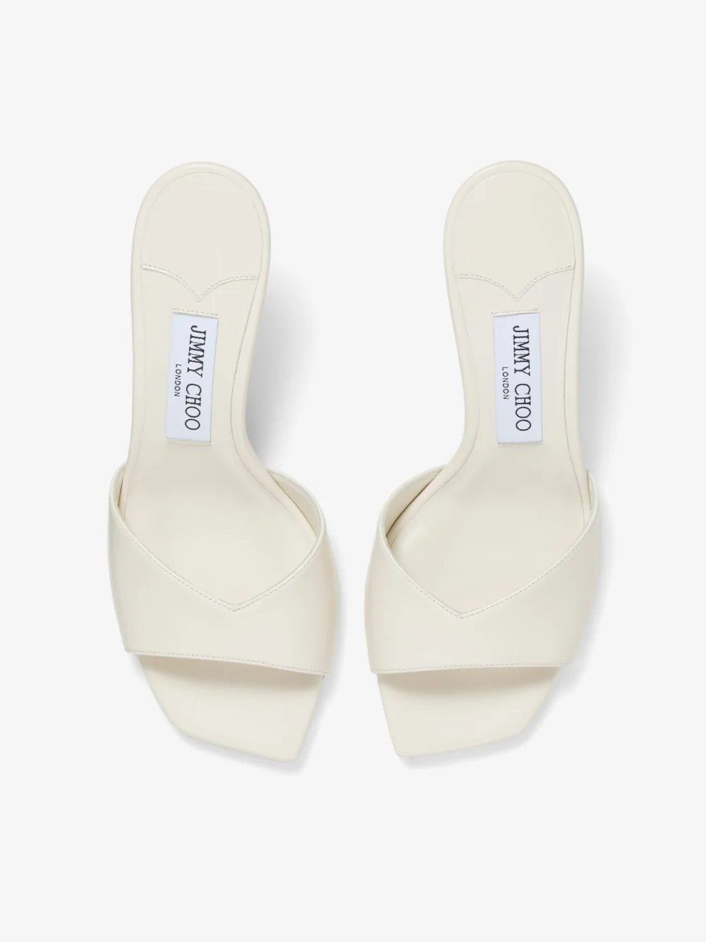 Close-up detail of the Jimmy Choo Skye 70 Latte Leather Sandals