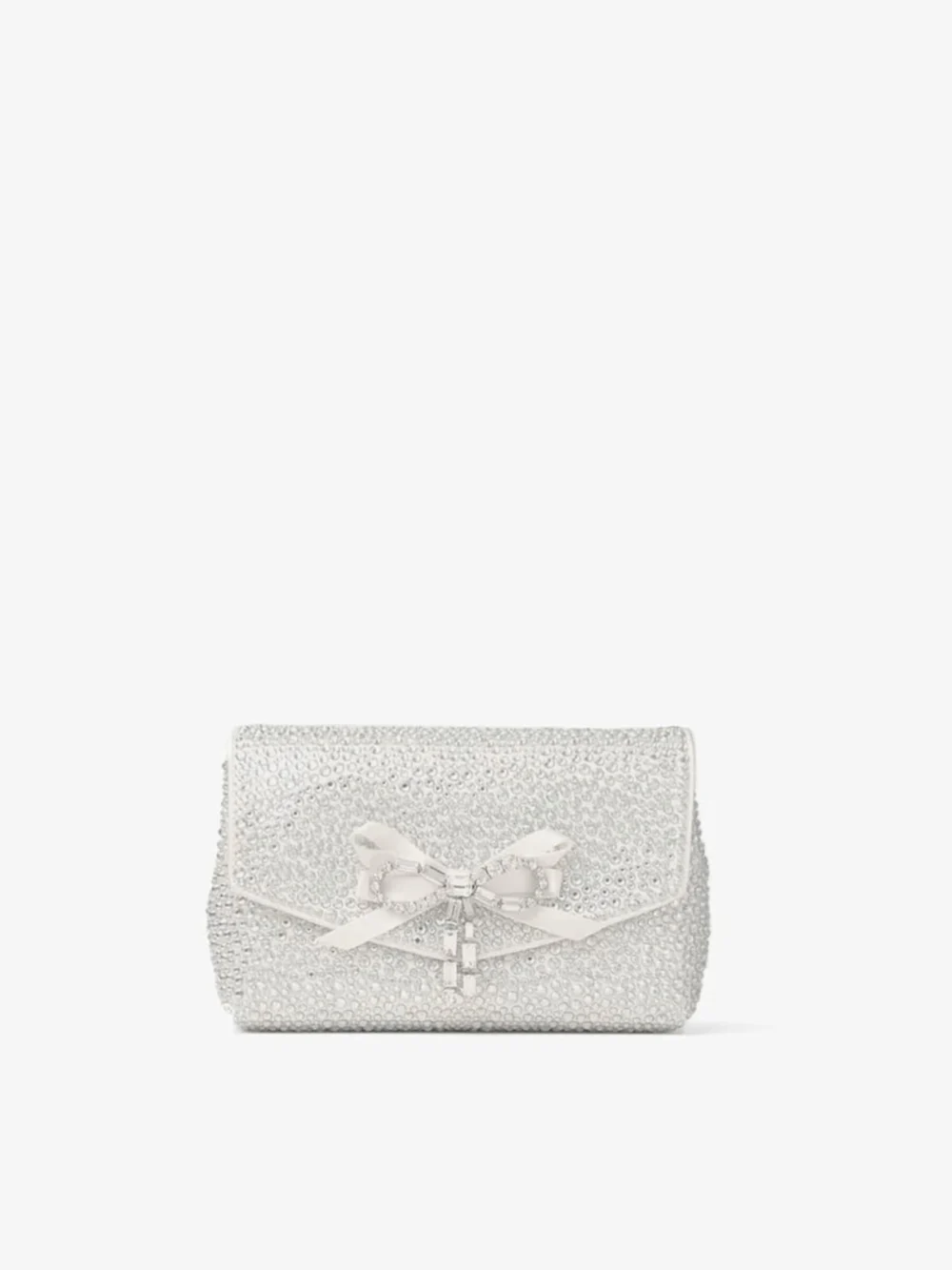 Jimmy Choo Soft Bow Mini Bag Ivory Satin Mini Bag with Crystal Bow in ivory